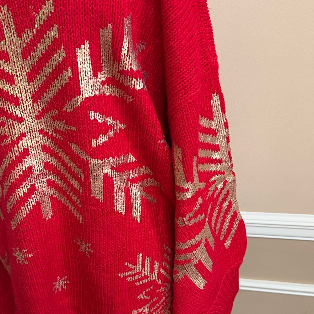 Festive Red and Gold Snowflake Sweater - Picture 8 of 11
